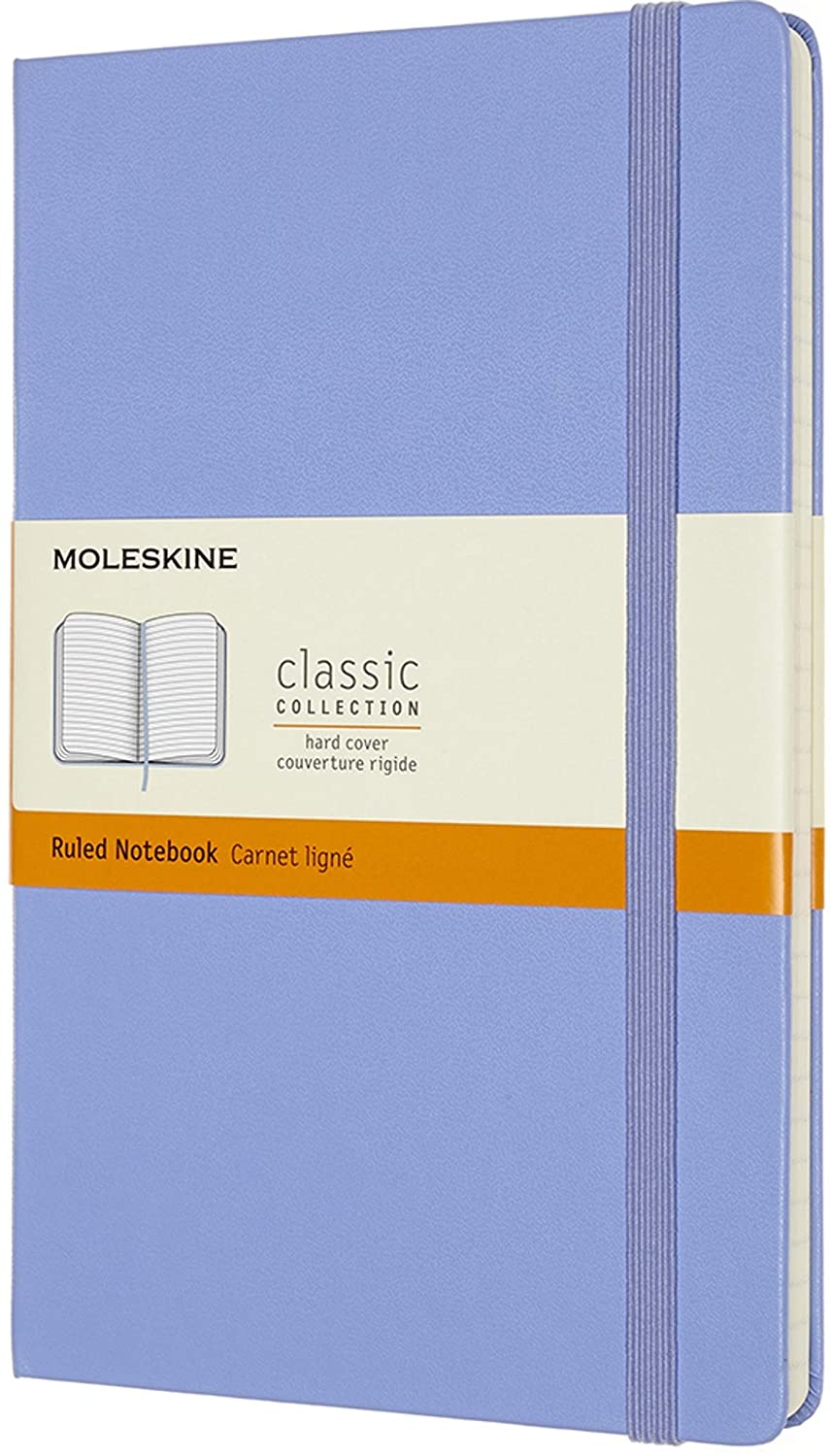 Moleskine Classic Notebook, Hard Cover, Large (5" x 8.25") Ruled/Lined, Hydrangea Blue, 240 Pages